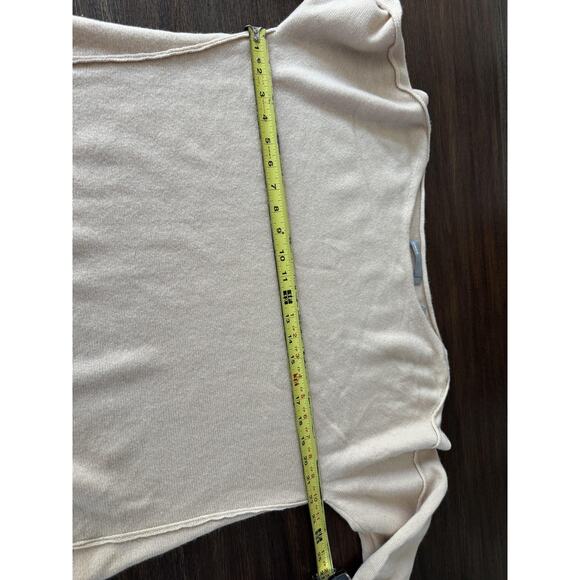 Vince Nude Blush Wool Cashmere Sweater Womens Large Relaxed Beige Boatneck - Picture 13 of 14